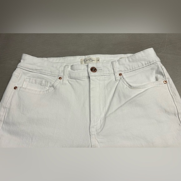 Adored High Rise Ankle Skinny Jeans in White Stretchy Raw Hem Size‎ 28 US 6 - Picture 7 of 13